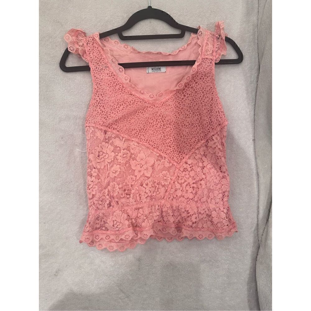 MOSCHINO top and skirt set women’s pink lace top size 4 skirt size 10
